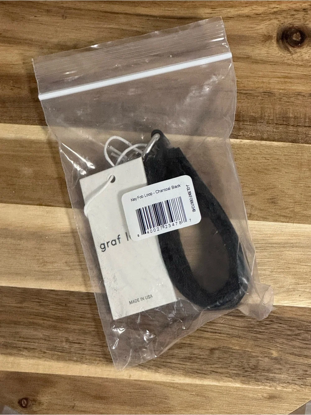 Graf Lantz Merino Wool Felt Loop Key Fob Charcoal Black NWT